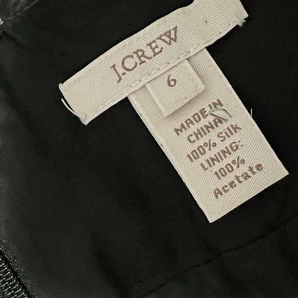 J Crew Black Silk Faux Wrap BodiceV Neck Tank Criss Cross Back Sheath Dress 6 - Picture 11 of 11